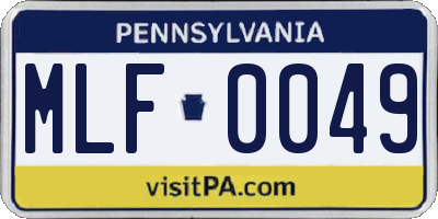 PA license plate MLF0049