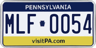 PA license plate MLF0054
