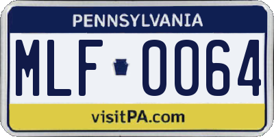 PA license plate MLF0064