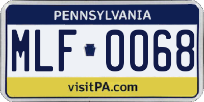 PA license plate MLF0068