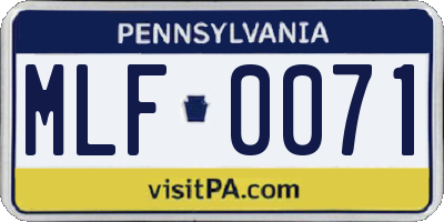 PA license plate MLF0071