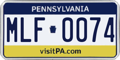 PA license plate MLF0074