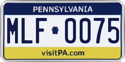PA license plate MLF0075