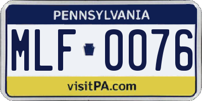 PA license plate MLF0076