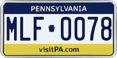 PA license plate MLF0078