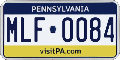 PA license plate MLF0084