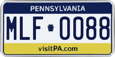 PA license plate MLF0088
