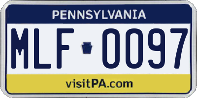 PA license plate MLF0097
