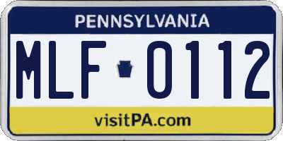 PA license plate MLF0112
