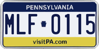 PA license plate MLF0115