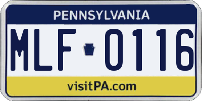 PA license plate MLF0116
