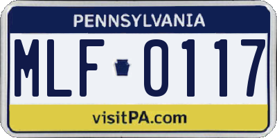 PA license plate MLF0117