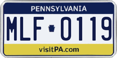 PA license plate MLF0119