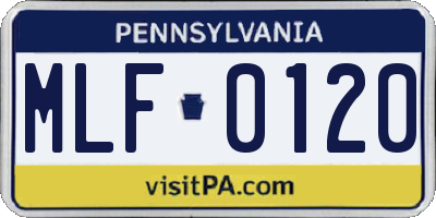 PA license plate MLF0120