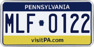 PA license plate MLF0122