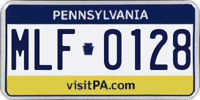 PA license plate MLF0128