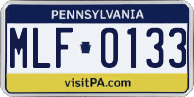 PA license plate MLF0133