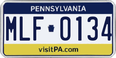 PA license plate MLF0134