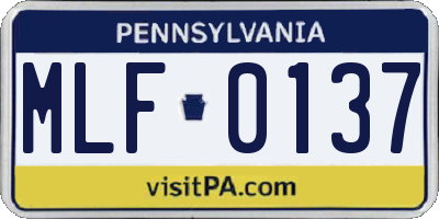 PA license plate MLF0137