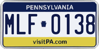 PA license plate MLF0138