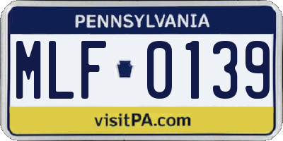 PA license plate MLF0139