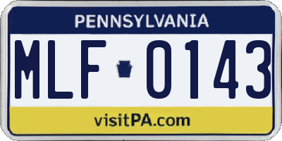 PA license plate MLF0143