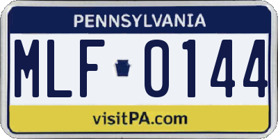 PA license plate MLF0144