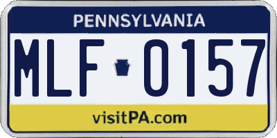 PA license plate MLF0157