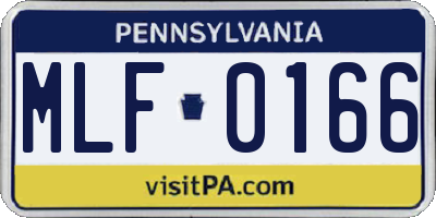 PA license plate MLF0166