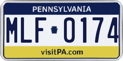 PA license plate MLF0174