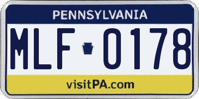 PA license plate MLF0178