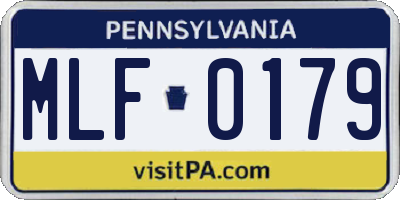 PA license plate MLF0179