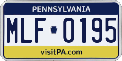 PA license plate MLF0195
