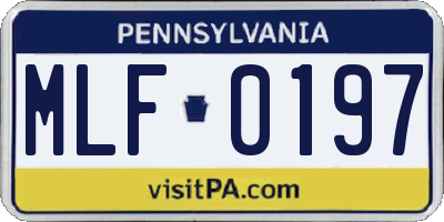 PA license plate MLF0197