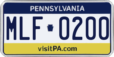 PA license plate MLF0200