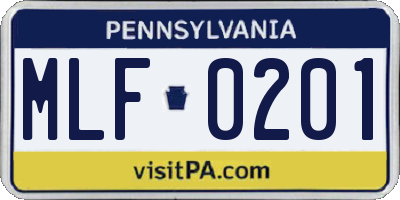 PA license plate MLF0201