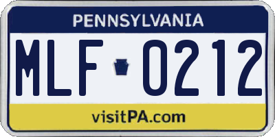 PA license plate MLF0212