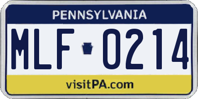 PA license plate MLF0214