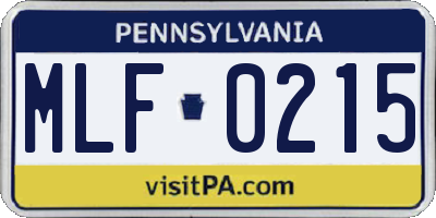 PA license plate MLF0215