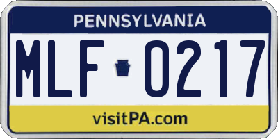 PA license plate MLF0217