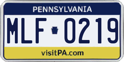 PA license plate MLF0219