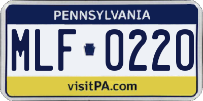 PA license plate MLF0220