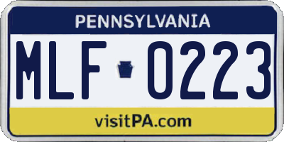 PA license plate MLF0223