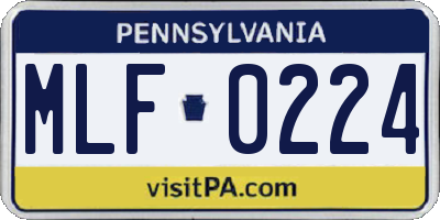 PA license plate MLF0224