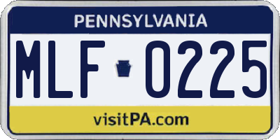 PA license plate MLF0225