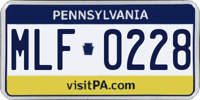 PA license plate MLF0228