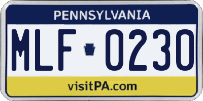 PA license plate MLF0230