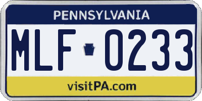 PA license plate MLF0233
