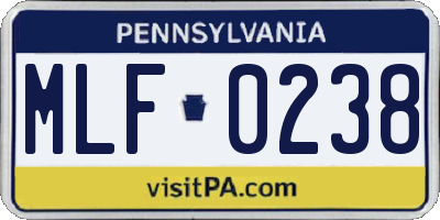 PA license plate MLF0238
