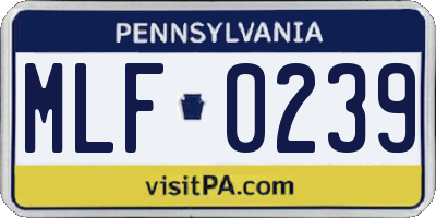 PA license plate MLF0239